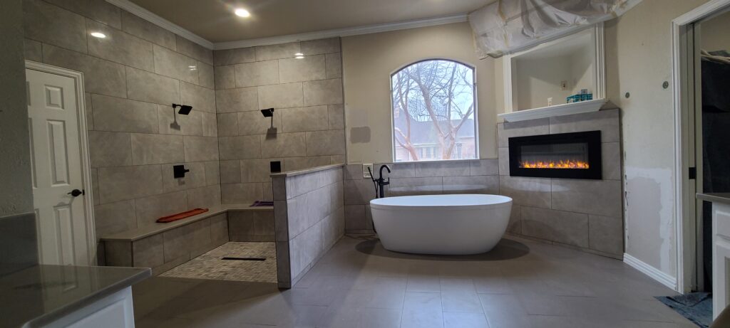 bathroom remodeling with fireplace